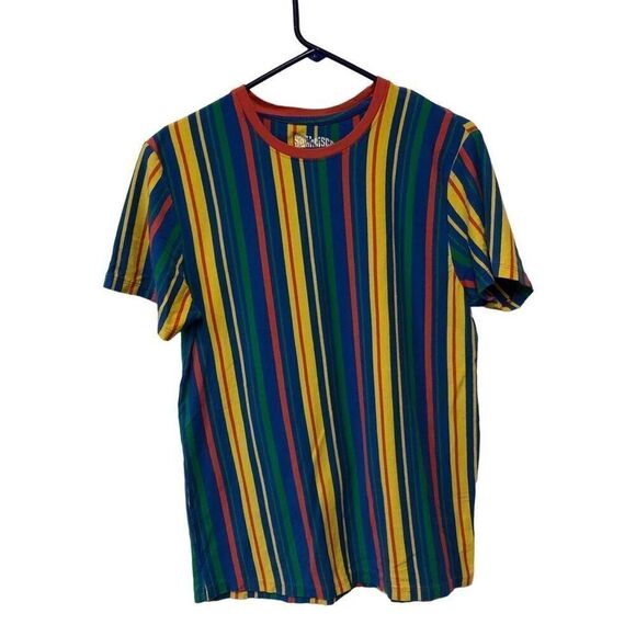 San Francisco Work Shirts Large T Shirt Striped Colorful Crew Neck - Picture 1 of 3